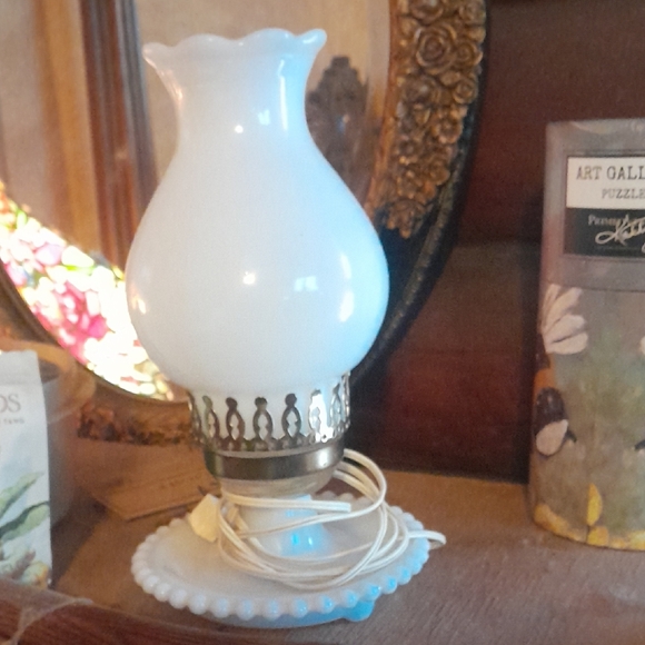 Floral Glass Table Lamp - Picture 2 of 2